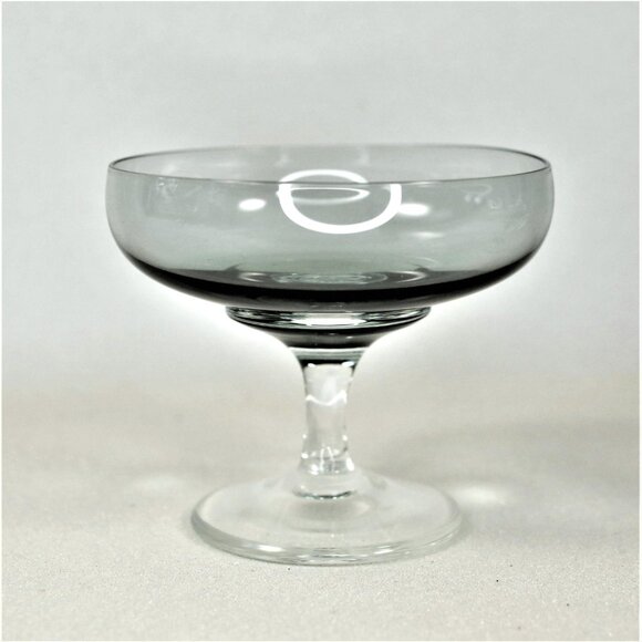 4 Champagne Coupes Per Lüttken Holmegaard Denmark "Atlantic", Smoke Glass Sorbet - Picture 2 of 5